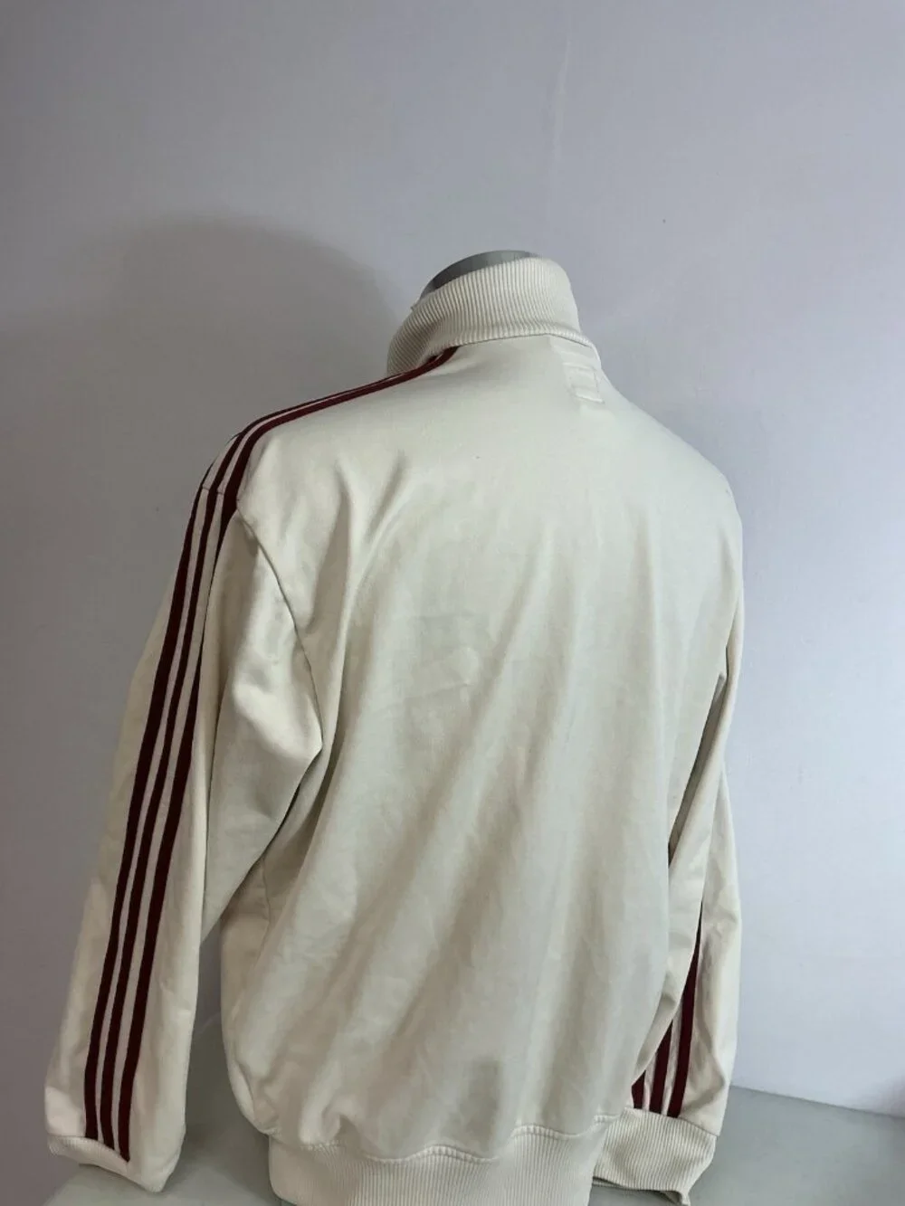 Vintage Adidas Track Jacket Burgundy Stripes Mens Medium